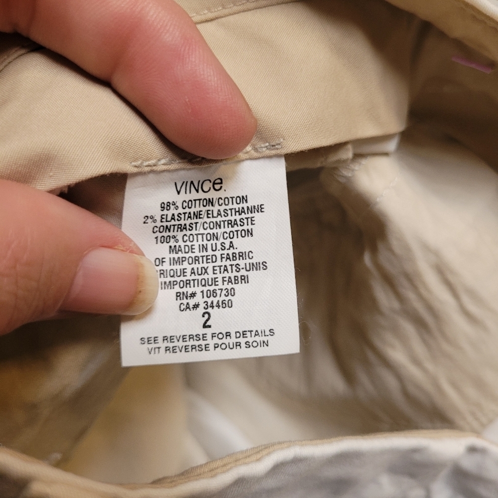 Vince Womens White Cuffed Shorts Pockets Flat Front Cotton Stretch size 2 - Picture 3 of 4